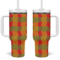 Aloha Hawaii Ilima Maile Lei Tumbler With Handle Palaka Inspired Hawaiian-plaid Red LT14 One Size: 40 oz Red - Polynesian Pride