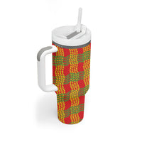Aloha Hawaii Ilima Maile Lei Tumbler With Handle Palaka Inspired Hawaiian-plaid Red LT14 - Polynesian Pride