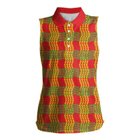Aloha Hawaii Ilima Maile Lei Women Sleeveless Polo Shirt Palaka Inspired Hawaiian-plaid Red LT14 Female Red - Polynesian Pride