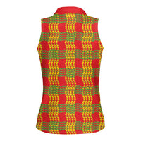 Aloha Hawaii Ilima Maile Lei Women Sleeveless Polo Shirt Palaka Inspired Hawaiian-plaid Red LT14 - Polynesian Pride