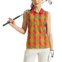 Aloha Hawaii Ilima Maile Lei Women Sleeveless Polo Shirt Palaka Inspired Hawaiian-plaid Red LT14 - Polynesian Pride