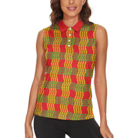 Aloha Hawaii Ilima Maile Lei Women Sleeveless Polo Shirt Palaka Inspired Hawaiian-plaid Red LT14 - Polynesian Pride