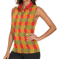 Aloha Hawaii Ilima Maile Lei Women Sleeveless Polo Shirt Palaka Inspired Hawaiian-plaid Red LT14 - Polynesian Pride