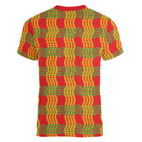 Aloha Hawaii Ilima Maile Lei Women V-Neck T-Shirt Palaka Inspired Hawaiian-plaid Red LT14 - Polynesian Pride