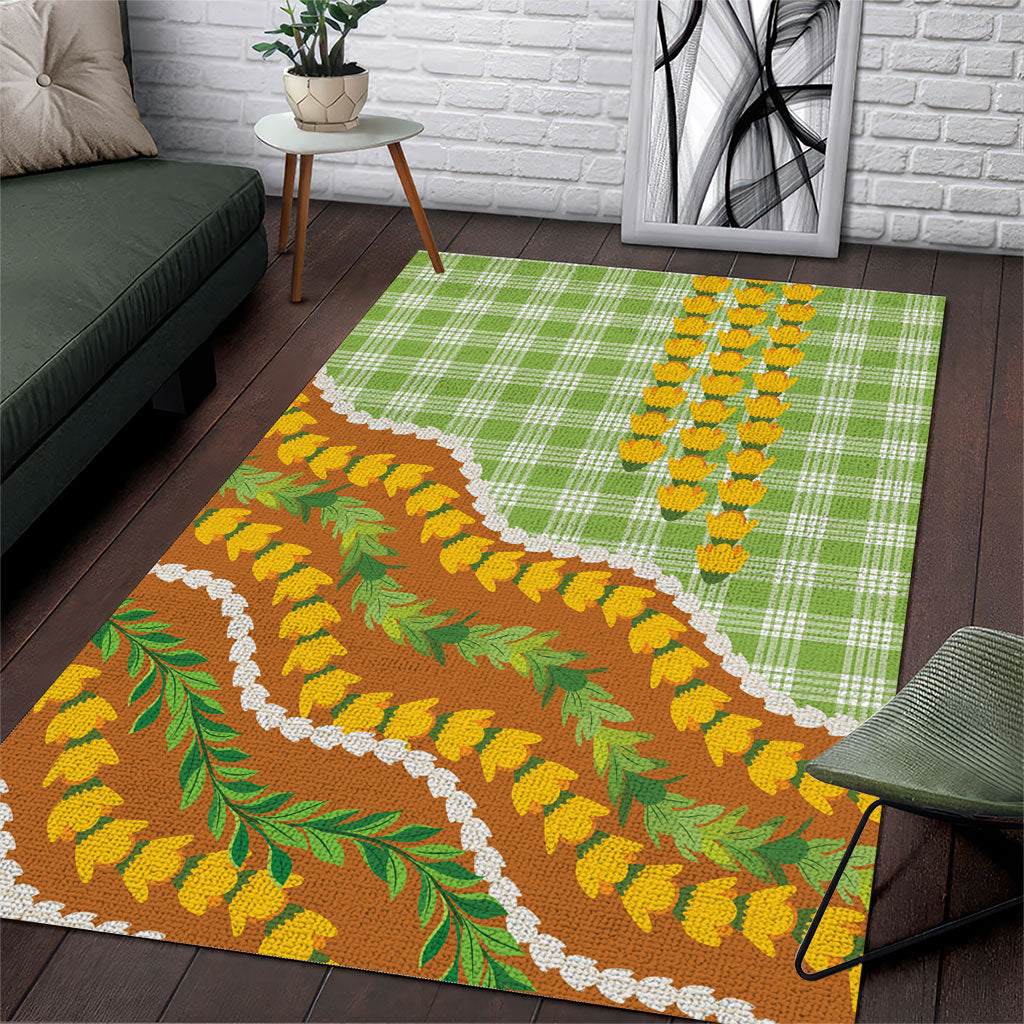 Hawaii Leis Palaka Motifs Area Rug Pikake Pakalana Maile Ilima Kakau Style LT14 Multicolor - Polynesian Pride