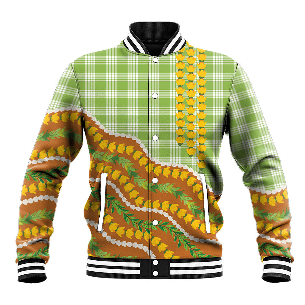 Hawaii Leis Palaka Motifs Baseball Jacket Pikake Pakalana Maile Ilima Kakau Style LT14 Unisex Multicolor - Polynesian Pride