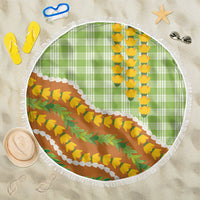 Hawaii Leis Palaka Motifs Beach Blanket Pikake Pakalana Maile Ilima Kakau Style LT14 One Size 150cm Multicolor - Polynesian Pride