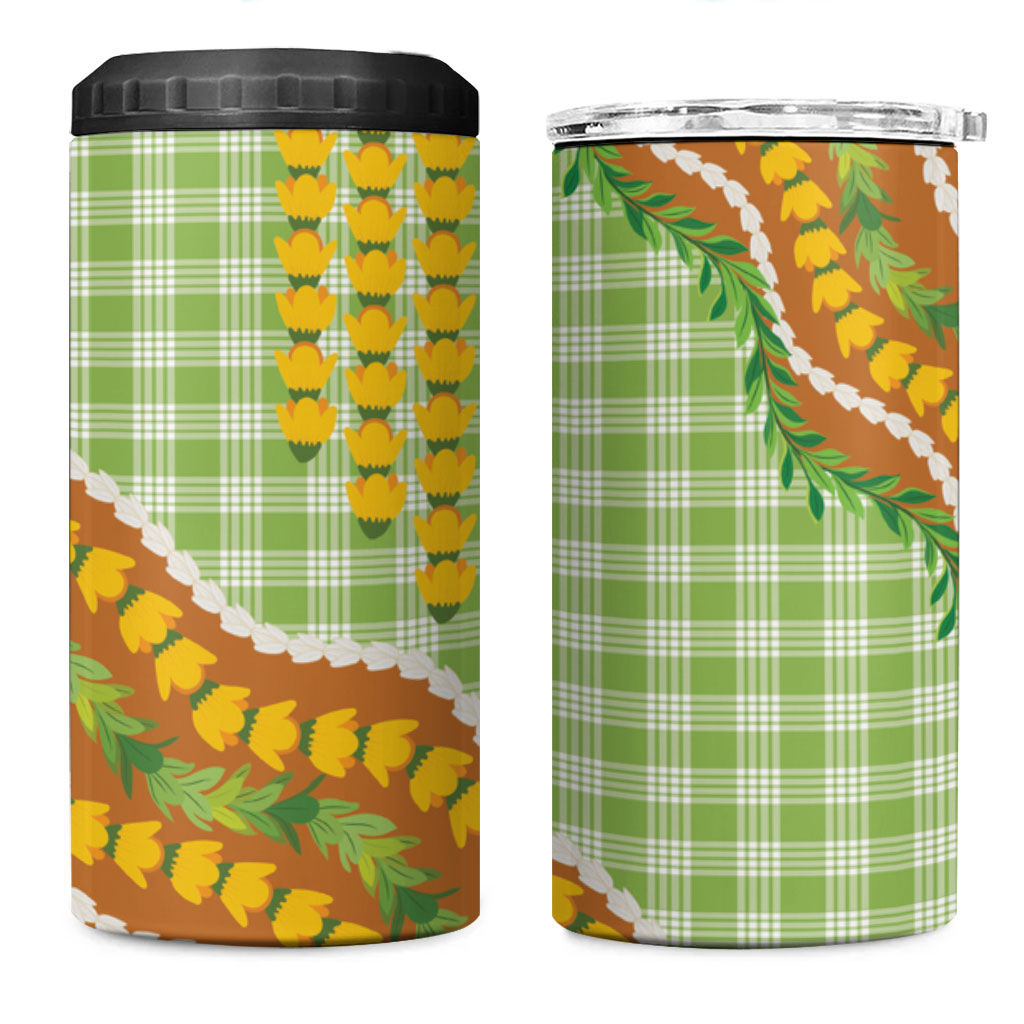 Hawaii Leis Palaka Motifs 4 in 1 Can Cooler Tumbler Pikake Pakalana Maile Ilima Kakau Style LT14 One Size: 16 oz Multicolor - Polynesian Pride