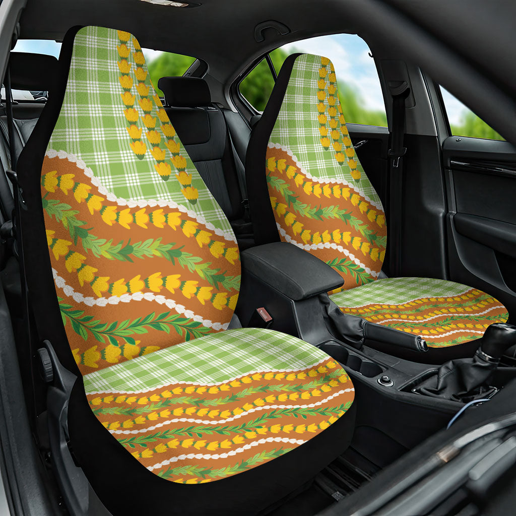 Hawaii Leis Palaka Motifs Car Seat Cover Pikake Pakalana Maile Ilima Kakau Style LT14 One Size Multicolor - Polynesian Pride