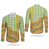 Hawaii Leis Palaka Motifs Couples Matching Puletasi and Long Sleeve Button Shirt Pikake Pakalana Maile Ilima Kakau Style LT14 - Polynesian Pride