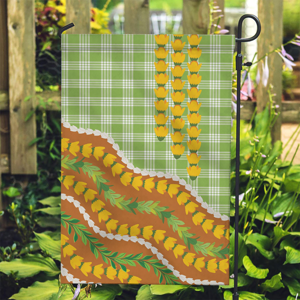 Hawaii Leis Palaka Motifs Garden Flag Pikake Pakalana Maile Ilima Kakau Style LT14 Garden Flag Multicolor - Polynesian Pride