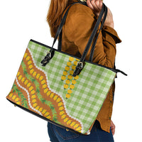 Hawaii Leis Palaka Motifs Leather Tote Bag Pikake Pakalana Maile Ilima Kakau Style LT14 - Polynesian Pride