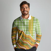 Hawaii Leis Palaka Motifs Long Sleeve Polo Shirt Pikake Pakalana Maile Ilima Kakau Style LT14 - Polynesian Pride