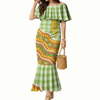 Hawaii Leis Palaka Motifs Mermaid Dress Pikake Pakalana Maile Ilima Kakau Style LT14 Women Multicolor - Polynesian Pride