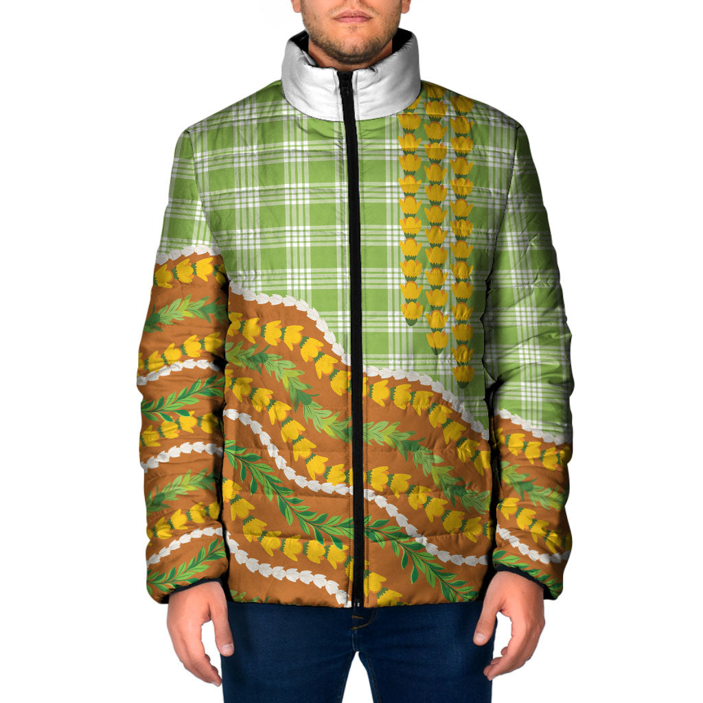 Hawaii Leis Palaka Motifs Padded Jacket Pikake Pakalana Maile Ilima Kakau Style LT14 Men Multicolor - Polynesian Pride