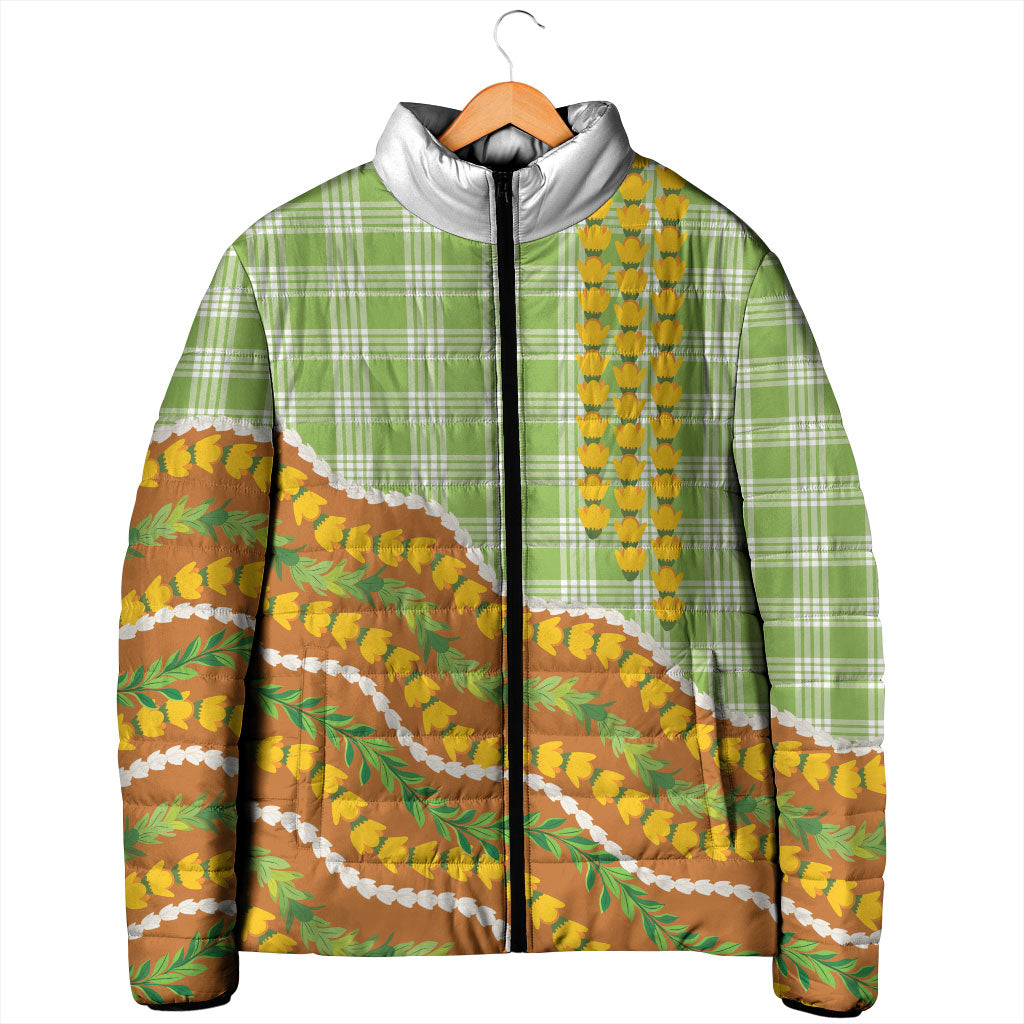 Hawaii Leis Palaka Motifs Padded Jacket Pikake Pakalana Maile Ilima Kakau Style LT14 - Polynesian Pride