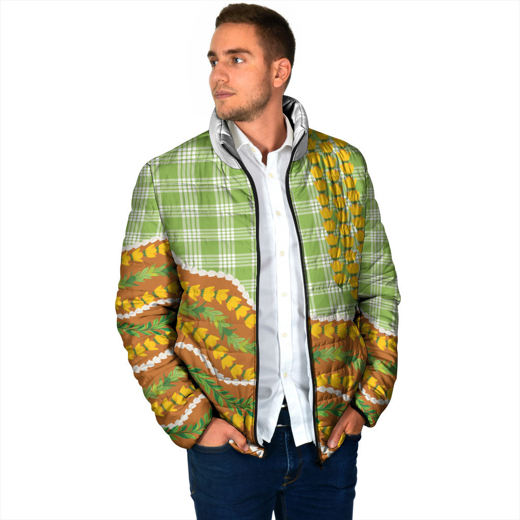 Hawaii Leis Palaka Motifs Padded Jacket Pikake Pakalana Maile Ilima Kakau Style LT14 - Polynesian Pride