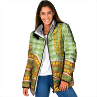 Hawaii Leis Palaka Motifs Padded Jacket Pikake Pakalana Maile Ilima Kakau Style LT14 Women Multicolor - Polynesian Pride