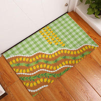 Hawaii Leis Palaka Motifs Rubber Doormat Pikake Pakalana Maile Ilima Kakau Style LT14 - Polynesian Pride