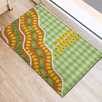 Hawaii Leis Palaka Motifs Rubber Doormat Pikake Pakalana Maile Ilima Kakau Style LT14 - Polynesian Pride