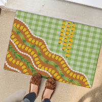 Hawaii Leis Palaka Motifs Rubber Doormat Pikake Pakalana Maile Ilima Kakau Style LT14 - Polynesian Pride
