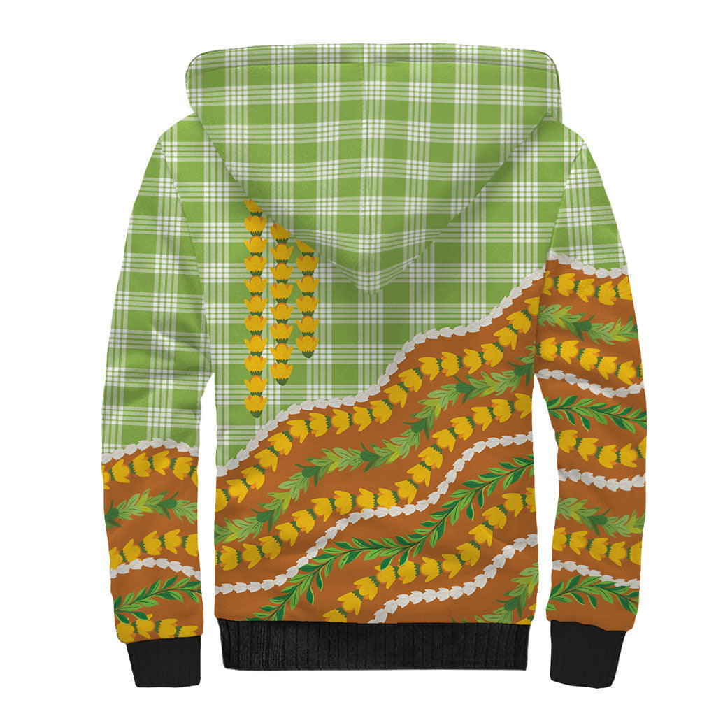 Hawaii Leis Palaka Motifs Sherpa Hoodie Pikake Pakalana Maile Ilima Kakau Style LT14 - Polynesian Pride