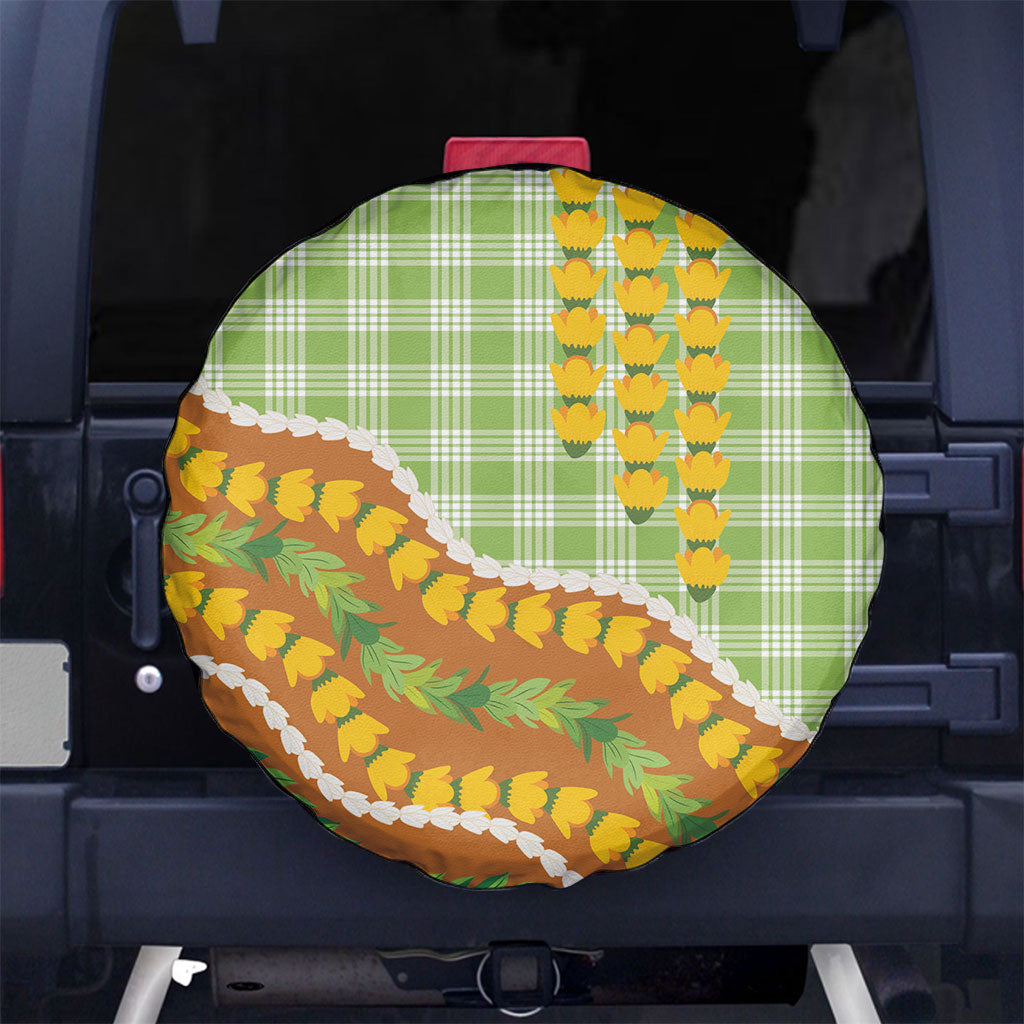 Hawaii Leis Palaka Motifs Spare Tire Cover Pikake Pakalana Maile Ilima Kakau Style LT14 No hole Multicolor - Polynesian Pride