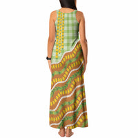 Hawaii Leis Palaka Motifs Tank Maxi Dress Pikake Pakalana Maile Ilima Kakau Style LT14 - Polynesian Pride