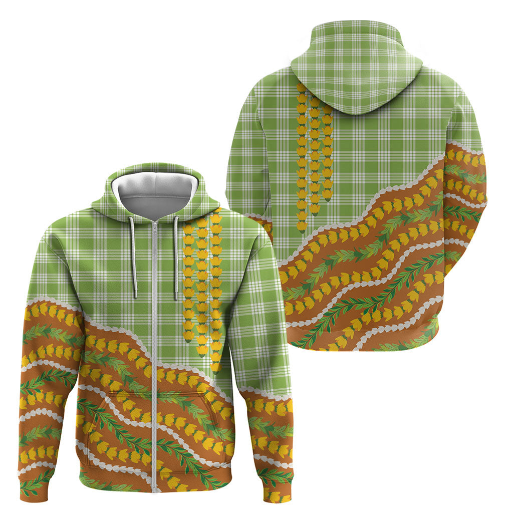 Hawaii Leis Palaka Motifs Zip Hoodie Pikake Pakalana Maile Ilima Kakau Style LT14 - Polynesian Pride