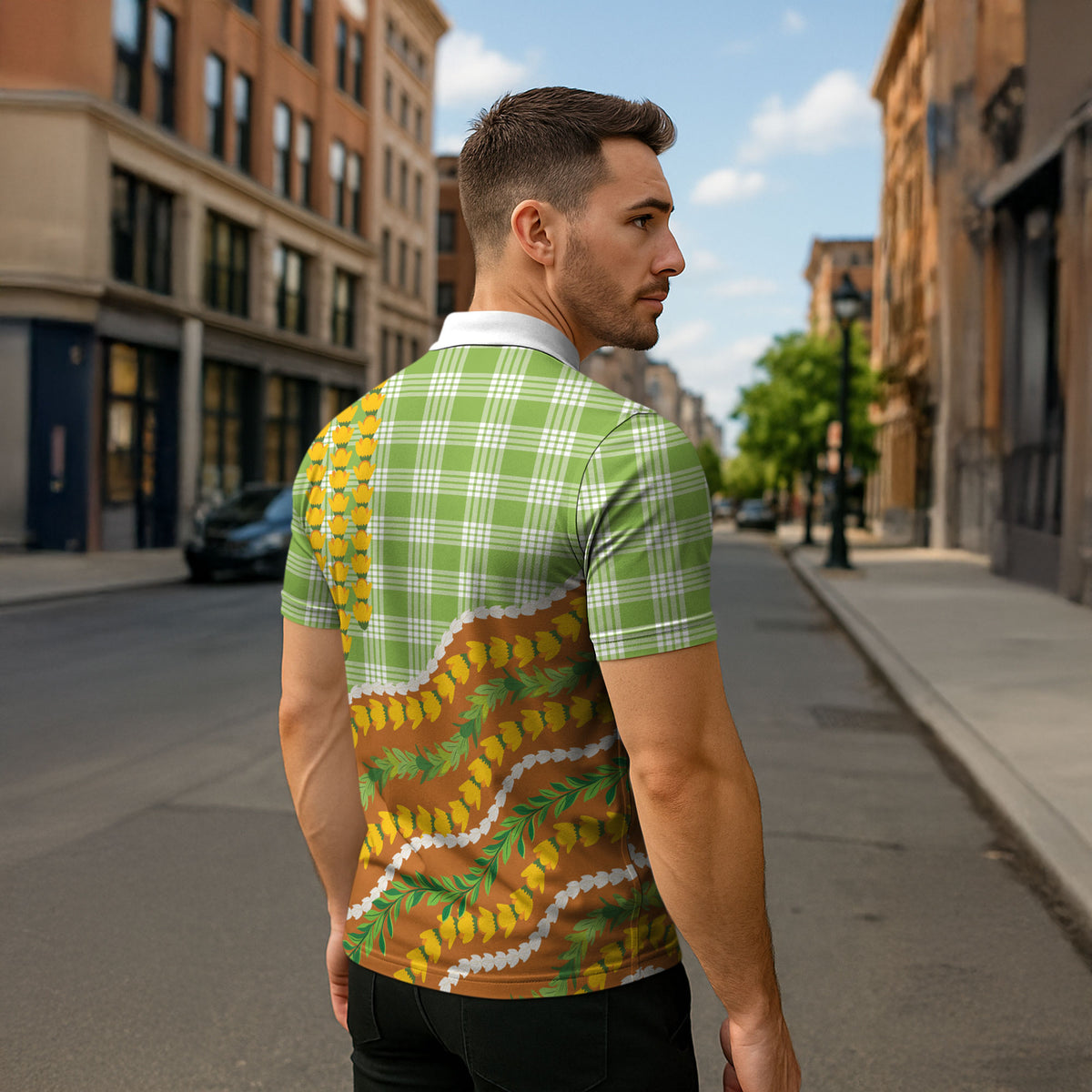 Hawaii Leis Palaka Motifs Zipper Polo Shirt Pikake Pakalana Maile Ilima Kakau Style LT14 - Polynesian Pride