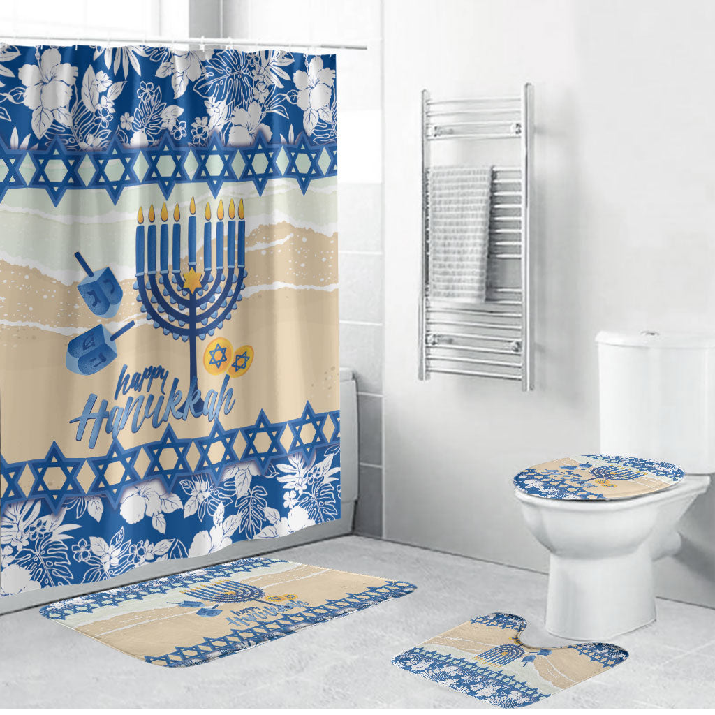Chanukah Jewish Hawaii Bathroom Set Festival of Lights Hanukkah Menorah Tropical Flowers