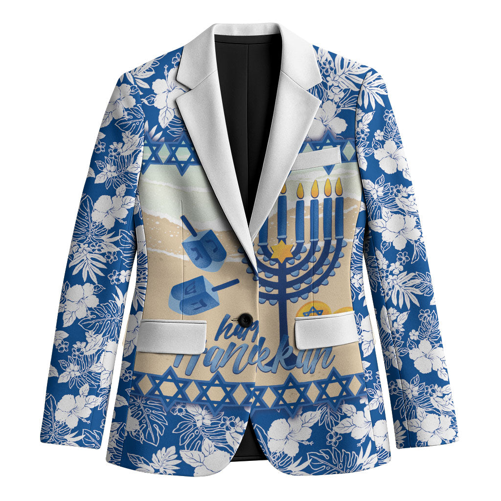Chanukah Jewish Hawaii Blazer Festival of Lights Hanukkah Menorah Tropical Flowers