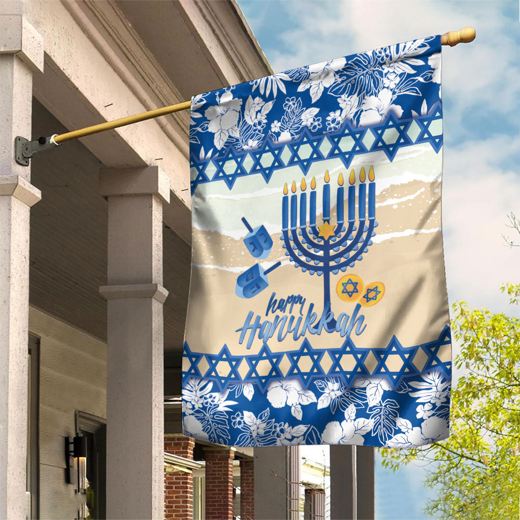 Chanukah Jewish Hawaii Garden Flag Festival of Lights Hanukkah Menorah Tropical Flowers