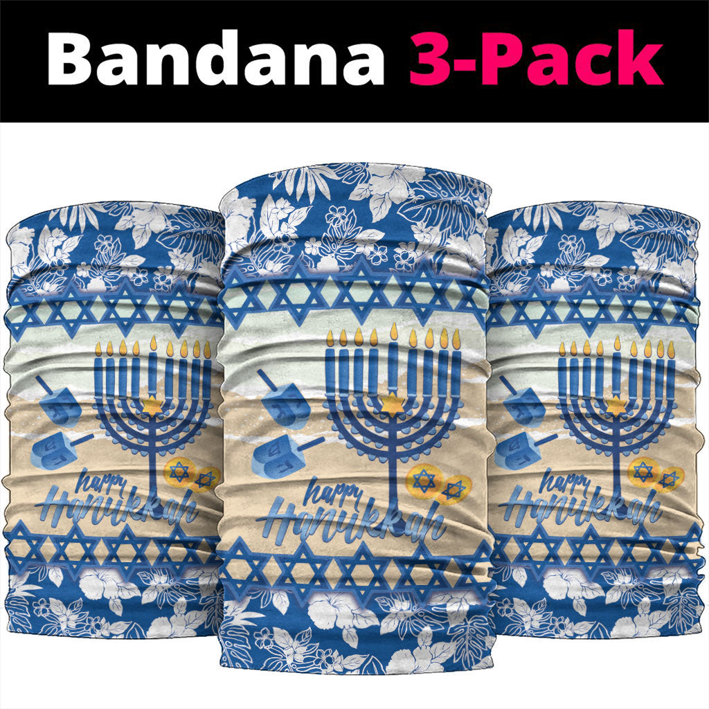 Chanukah Jewish Hawaii Neck Gaiter Festival of Lights Hanukkah Menorah Tropical Flowers