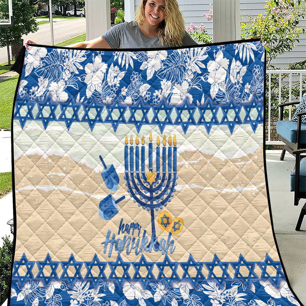 Chanukah Jewish Hawaii Quilt Festival of Lights Hanukkah Menorah Tropical Flowers