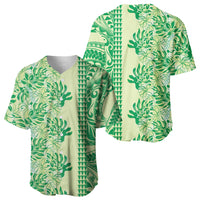 Lime Green Hibiscus Monstera Seamless Kakau Hawaii Baseball Jersey LT14 - Polynesian Pride