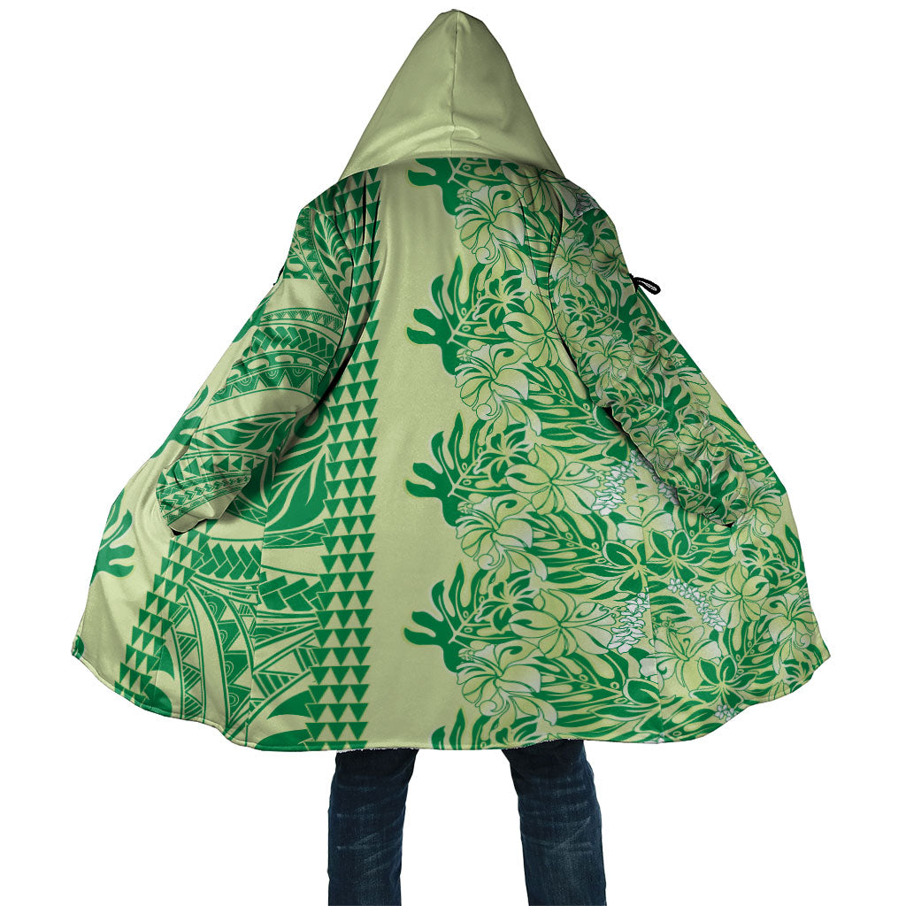Lime Green Hibiscus Monstera Seamless Kakau Hawaii Cloak