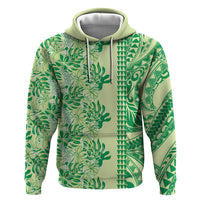Lime Green Hibiscus Monstera Seamless Kakau Hawaii Hoodie LT14 Pullover Hoodie Lime Green - Polynesian Pride