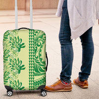 Lime Green Hibiscus Monstera Seamless Kakau Hawaii Luggage Cover LT14 Lime Green - Polynesian Pride
