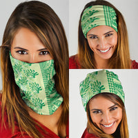 Lime Green Hibiscus Monstera Seamless Kakau Hawaii Neck Gaiter LT14 - Polynesian Pride