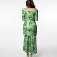 Lime Green Hibiscus Monstera Seamless Kakau Hawaii Puletasi LT14 - Polynesian Pride