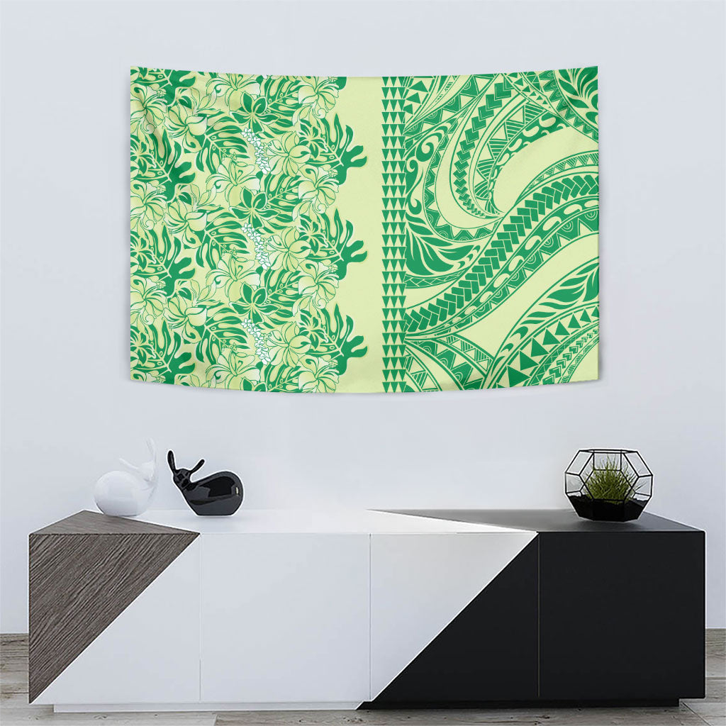 Lime Green Hibiscus Monstera Seamless Kakau Hawaii Tapestry LT14 - Polynesian Pride