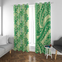 Lime Green Hibiscus Monstera Seamless Kakau Hawaii Window Curtain LT14 With Grommets Lime Green - Polynesian Pride
