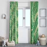 Lime Green Hibiscus Monstera Seamless Kakau Hawaii Window Curtain LT14 - Polynesian Pride