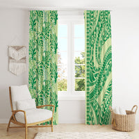 Lime Green Hibiscus Monstera Seamless Kakau Hawaii Window Curtain LT14 - Polynesian Pride