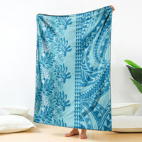 Cyan Hibiscus Monstera Seamless Kakau Hawaii Blanket LT14 - Polynesian Pride