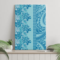 Cyan Hibiscus Monstera Seamless Kakau Hawaii Canvas Wall Art LT14 - Polynesian Pride