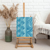 Cyan Hibiscus Monstera Seamless Kakau Hawaii Canvas Wall Art LT14 - Polynesian Pride