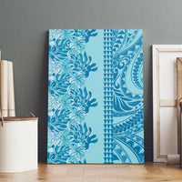 Cyan Hibiscus Monstera Seamless Kakau Hawaii Canvas Wall Art LT14 - Polynesian Pride