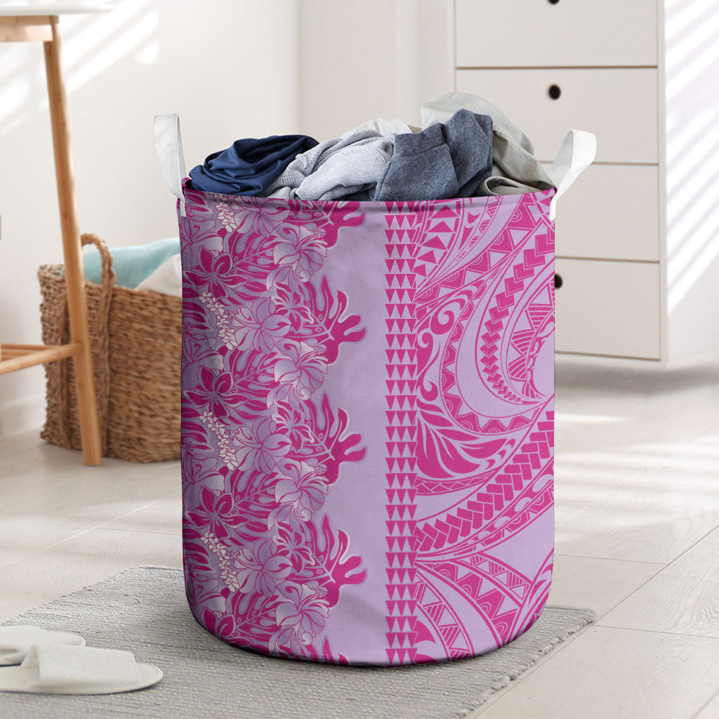 Purple Hibiscus Monstera Seamless Kakau Hawaii Laundry Basket